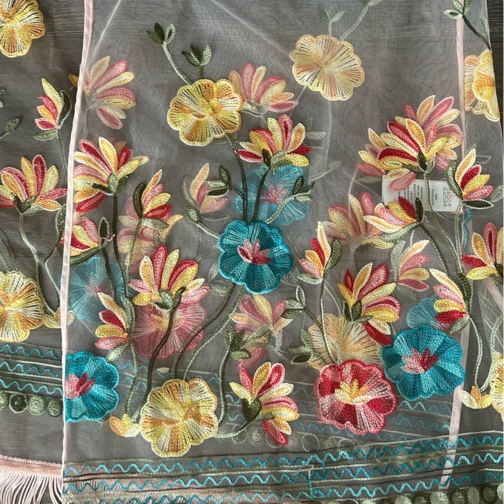 Haute Hippie Pink Mesh Floral Embroidered Fringe Boho, Festival Kimono, OS. NWT! - Picture 14 of 16